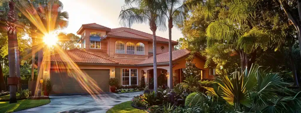 a pristine home gleams under warm sunlight after an expert power washing, showcasing vibrant colors and textures while surrounded by lush greenery to emphasize the transformation and care in surface maintenance.